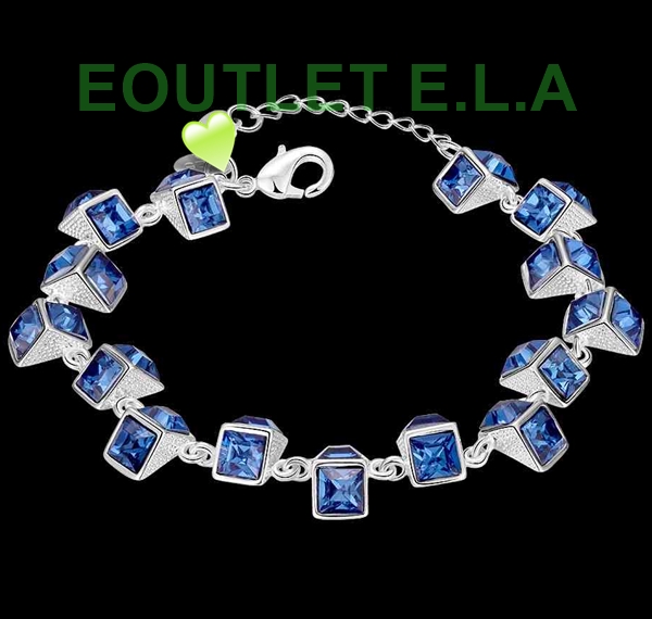 SEXY BLUE CRYSTALS SILVER BRACELET-up to 21cm